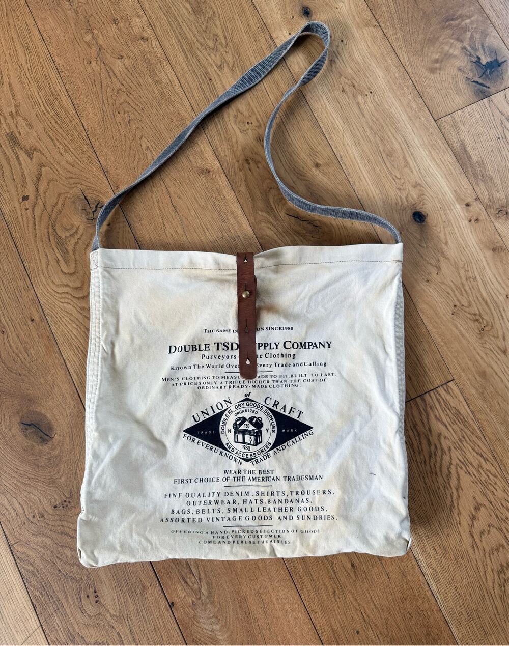 Double TSD Supply Company Union Craft Canvas Crossbody Tote Bag Leather Buckle